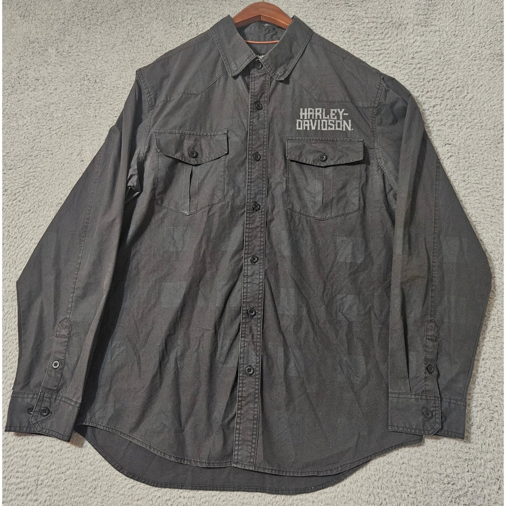 Harley-Davidson Men's Wrinkle-Resistant Woven‎ Plaid Shirt 96033-16VM Size Large